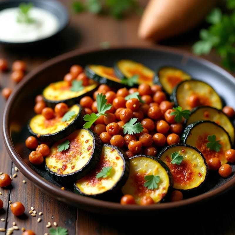 Calabacines Asados con Harissa y Garbanzos: Receta Magrebí en Horno Crujiente