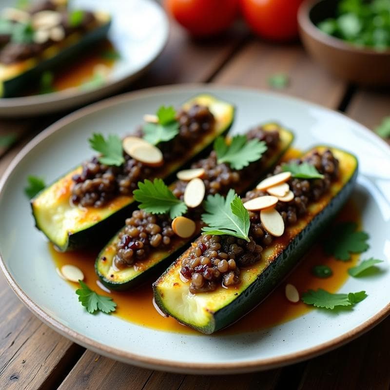 Calabacines Rellenos de Arroz Salvaje y Berenjena Asada: Receta Sin Gluten en Airfryer