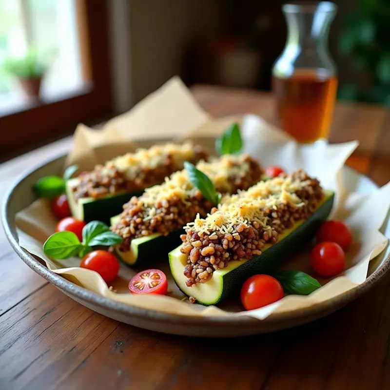 Calabacines Rellenos de Arroz Silvestre y Setas Porcini: Receta Italiana en Thermomix