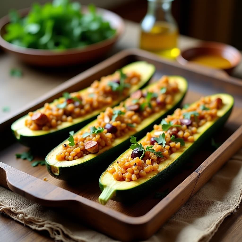 Calabacines Rellenos de Arroz de Coliflor y Berenjena Ahumada: Receta Turca Keto en Horno