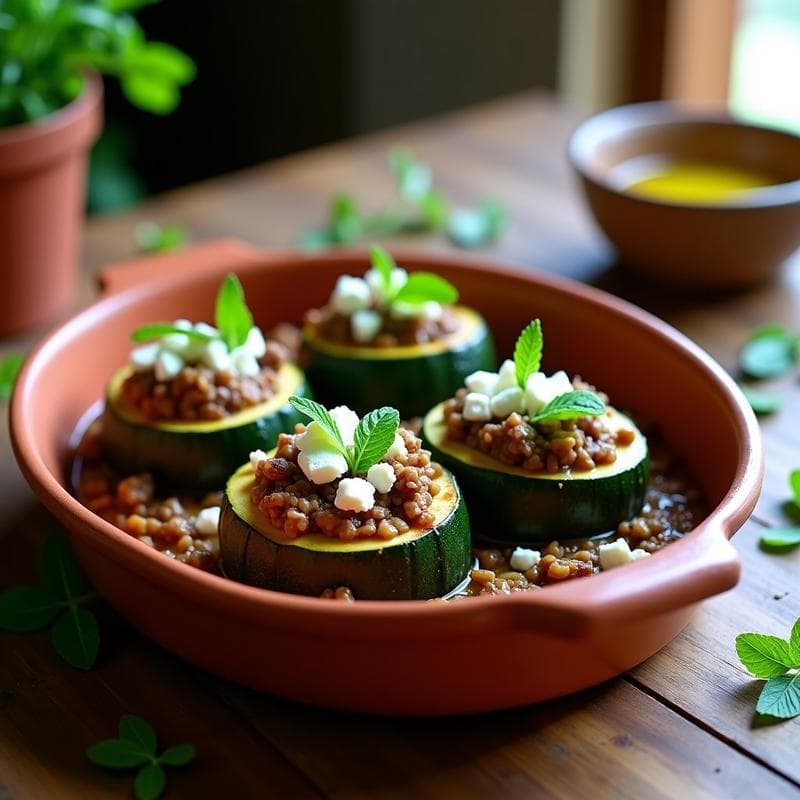 Calabacines Rellenos de Carne de Cordero y Arroz Salvaje: Receta en Olla Lenta