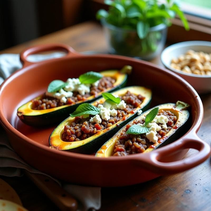 Calabacines Rellenos de Cordero y Arroz Salvaje: Receta Griega en Horno con Toque a Menta