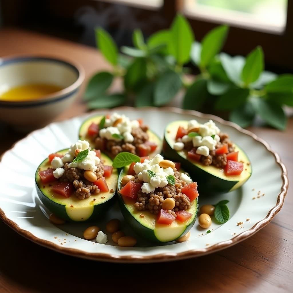 Calabacines rellenos de carne picada de cordero y menta: Receta Griega en Olla Exprés en 30 Minutos