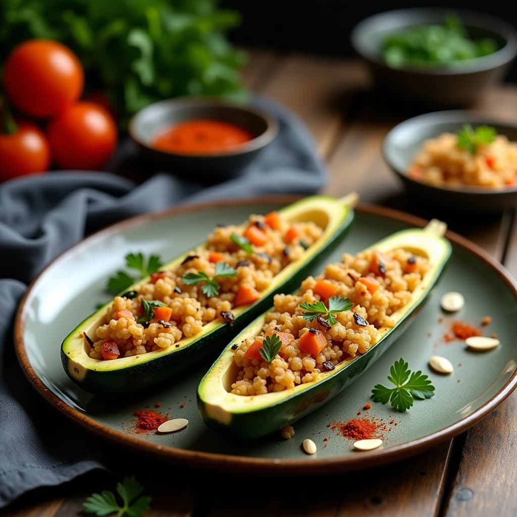 Calabacines Rellenos de Couscous de Coliflor y Pasas: Receta Marroquí Sin Gluten en Airfryer