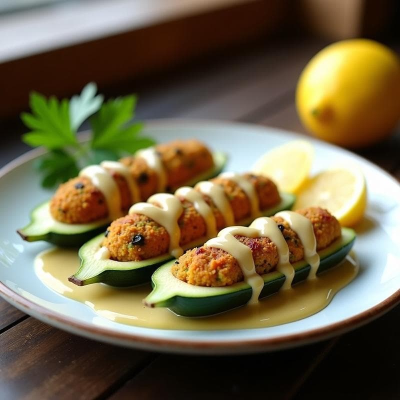 Calabacines Rellenos de Falafel y Salsa de Limón Confitado: Receta Árabe en Olla Express