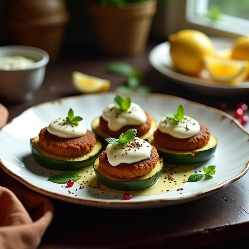 Calabacines Rellenos de Falafel y Salsa de Yogur Vegano: Receta Libanesa al Horno