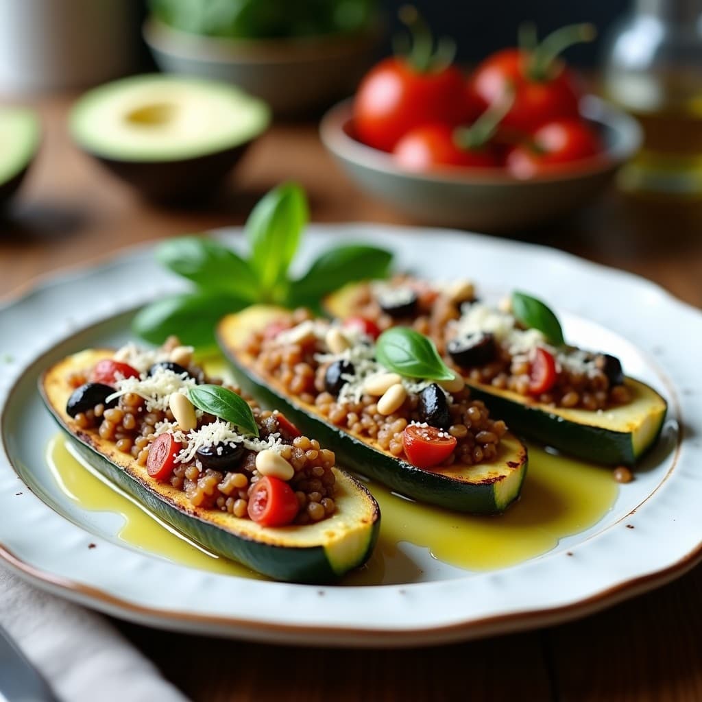 Calabacines Rellenos de Farro y Berenjena Ahumada: Receta Italiana en Airfryer
