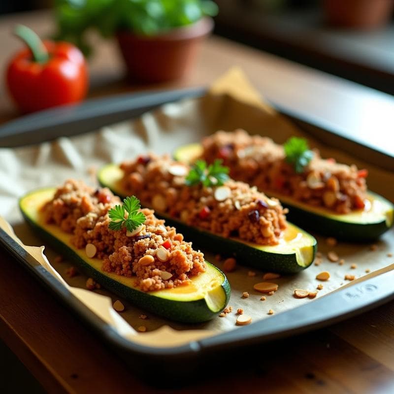 Calabacines Rellenos de Carne de Jackfruit y Sirop de Arce: Receta Vegana Gourmet al Horno