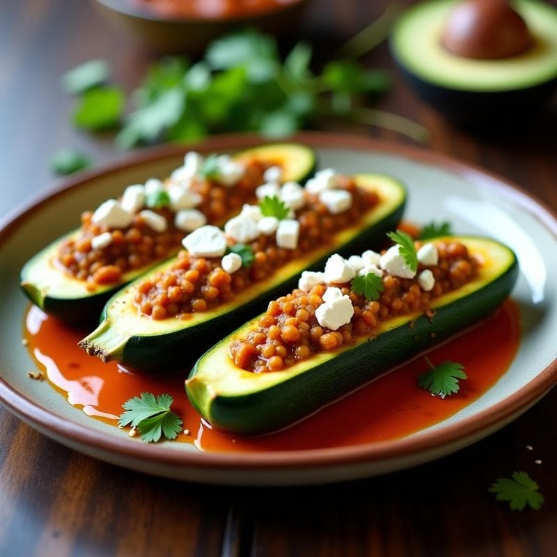 Calabacines Rellenos de Lentejas y Curry: Receta en Olla Express Alta en Proteína