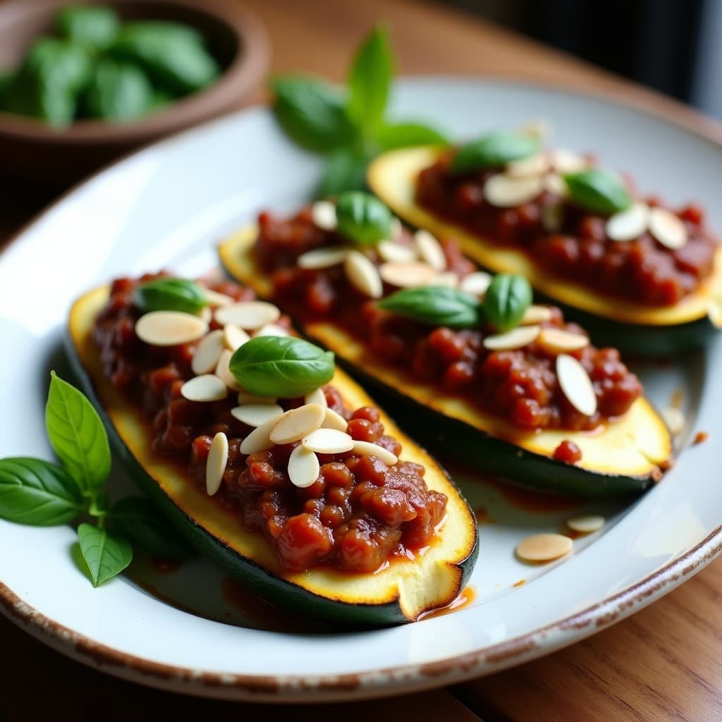 Calabacines Rellenos de Meatless Bolognese: Receta Italiana Vegana en Airfryer