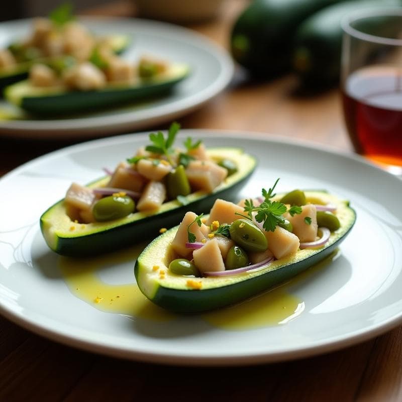 Calabacines Rellenos de Merluza y Pimientos de Padrón: Receta Gallega en Microondas