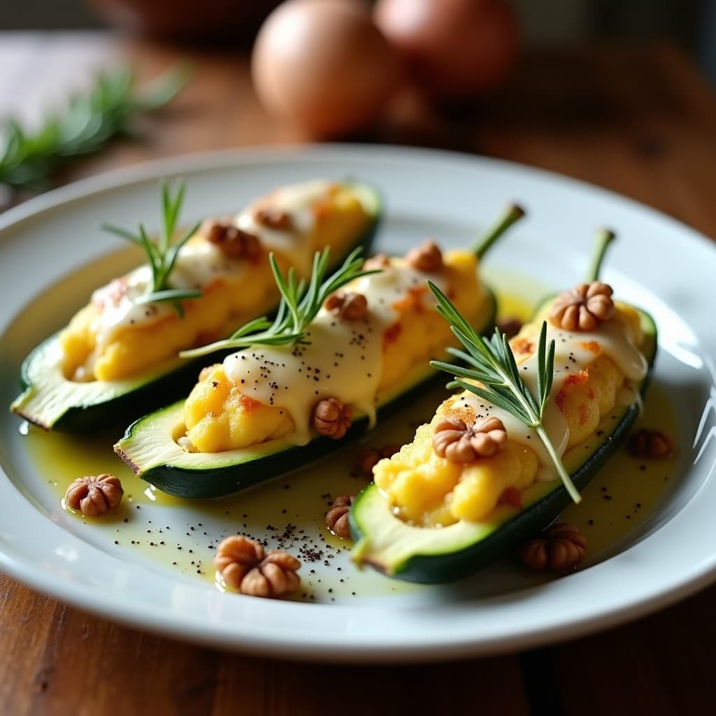 Calabacines Rellenos de Polenta y Gorgonzola: Receta Italiana Keto en Horno