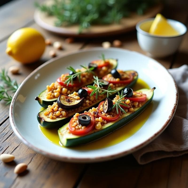 Calabacines Rellenos de Quinoa y Berenjena Asada: Receta Mediterránea Sin Gluten y Vegana