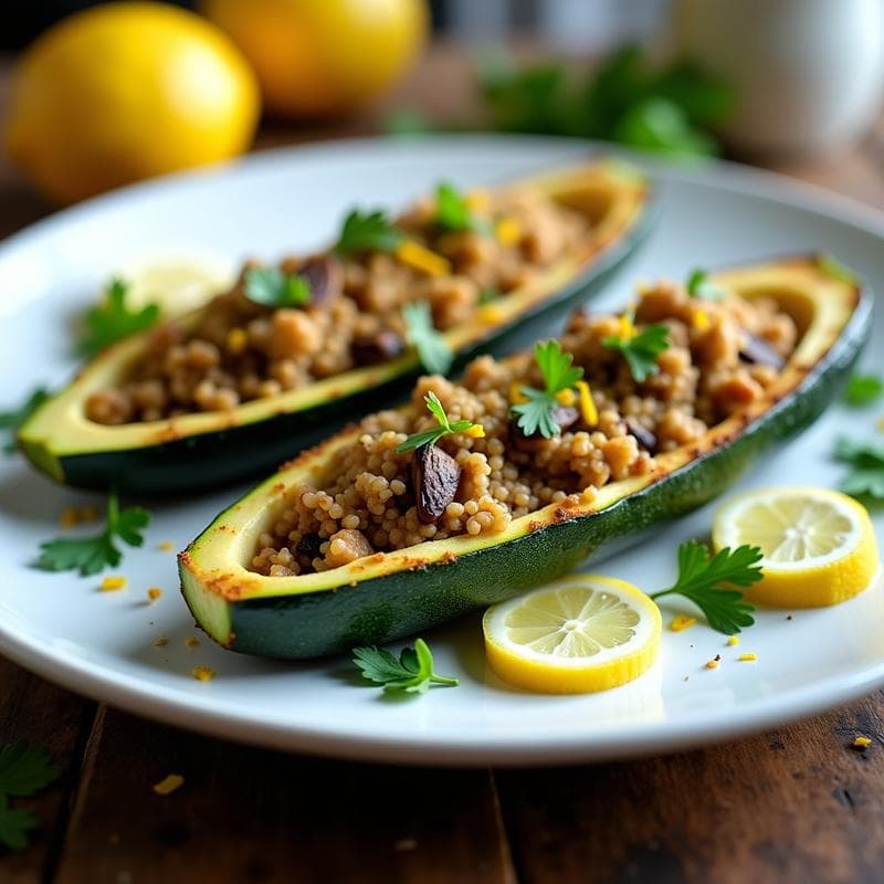 Calabacines Rellenos de Quinoa y Champiñones Portobello: Receta en Airfryer Sin Aceite