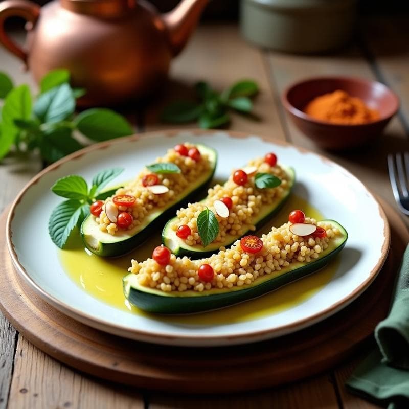 Calabacines Rellenos de Quinoa y Pasas con Especias Marroquíes: Receta en Olla Express