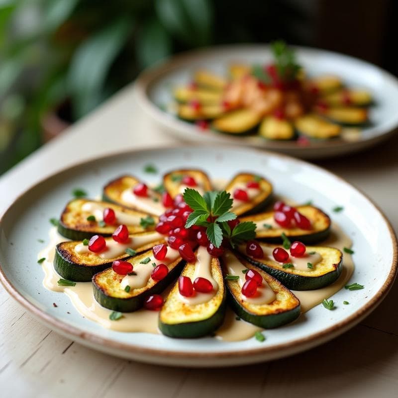 Calabacines Asados con Salsa de Tahini y Granada: Receta de Oriente Medio en Airfryer