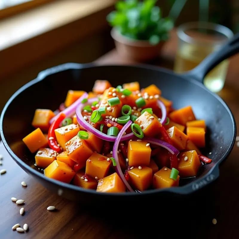 Calabaza Asiática al Wok con Salsa Teriyaki: Receta Rápida y Alta en Fibra