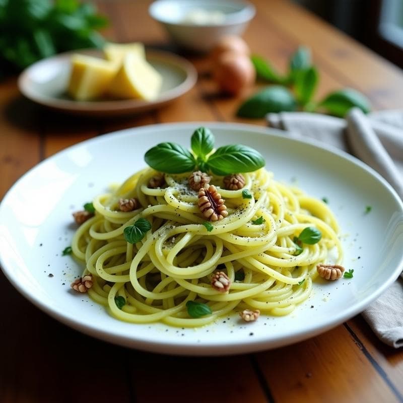 Calabaza Spaghetti con Pesto de Albahaca y Nueces: Receta Keto en 20 Minutos Sin Cocción