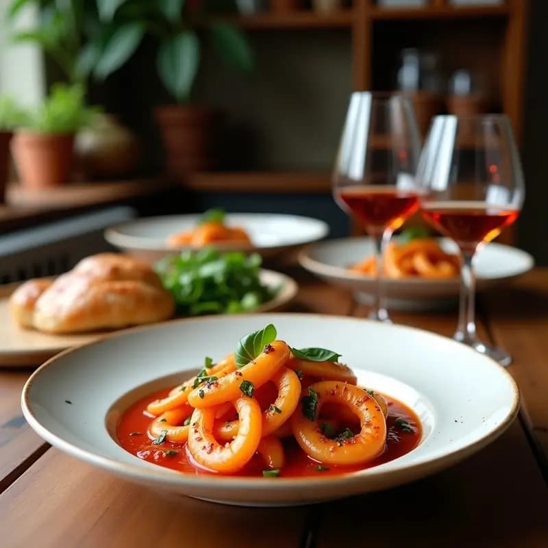 Calamares a la romana con salsa brava: Entrante clásico de la costa mediterránea