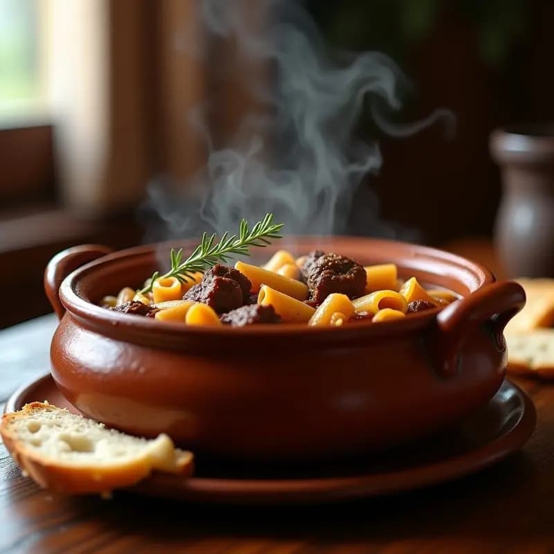 Caldereta de cordero a la extremeña: Guiso de pasta y carne para días fríos