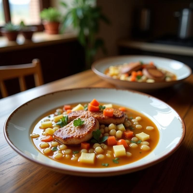Caldo de Costilla de Bisonte y Raíces Andinas: Receta en Olla Exprés con Toque Boliviano