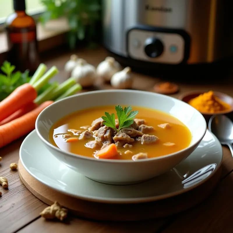 Caldo de Huesos de Cordero con Especias: Receta Nutritiva en Olla Lenta para Invierno
