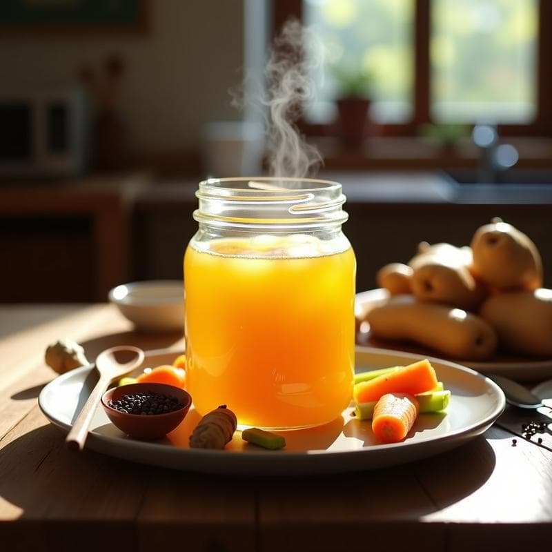 Caldo de Huesos de Pollo con Cúrcuma: Receta Antiinflamatoria en Airfryer en 2 Horas