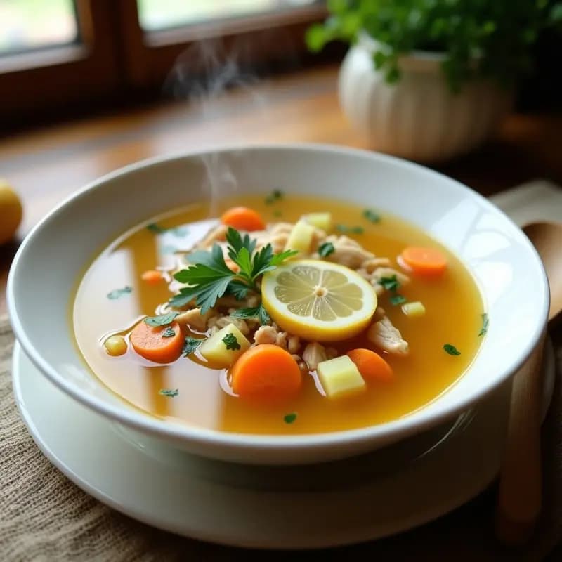 Caldo de Pollo Curativo con Jengibre: Receta Reconfortante y Antiinflamatoria en Olla Rápida