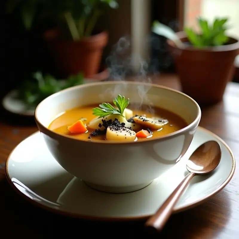 Caldo de Hongos Portobello y Apio con Toque de Trufa Negra: Receta en Olla Exprés Sin Gluten