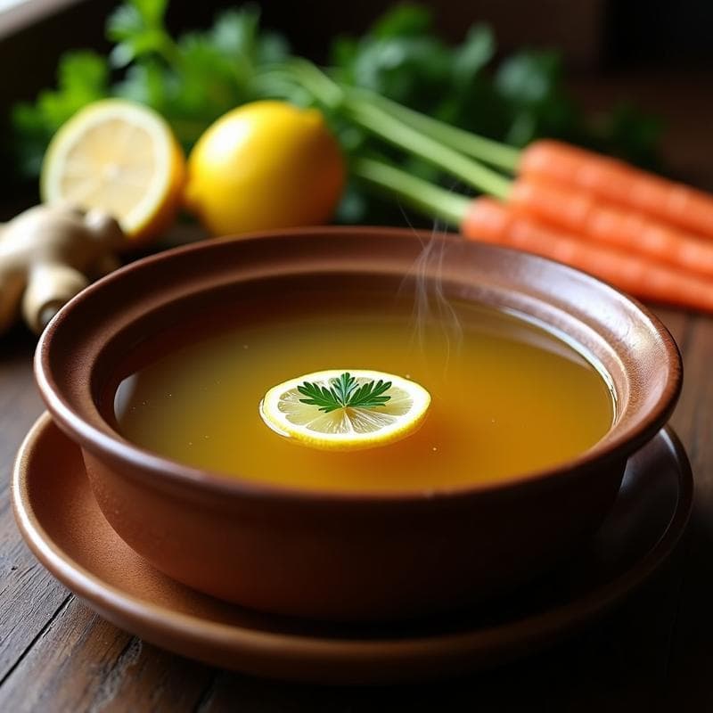 Caldo de Huesos de Buey y Jengibre con Toque de Limón: Receta Argentina para el Sistema Inmune