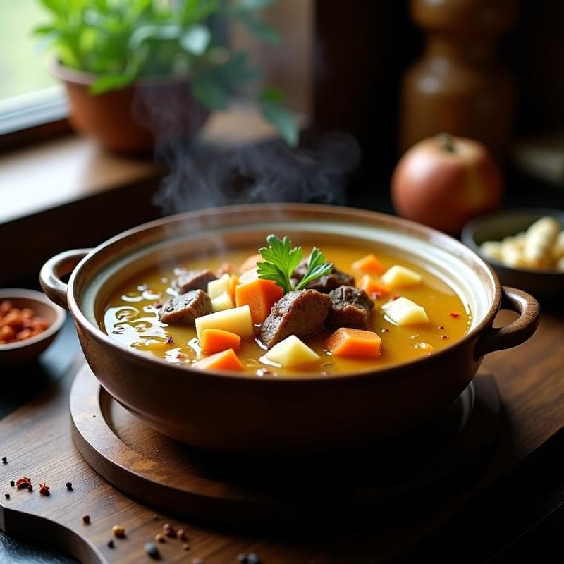 Caldo de Huesos de Cordero con Raíces: Receta Tradicional Mongola en Olla Lenta