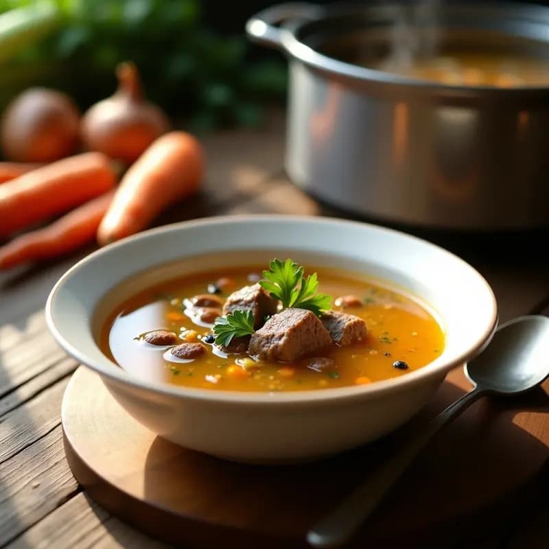 Caldo de Huesos de Res con Maca Andina: Receta en Olla Lenta para Recuperación Muscular