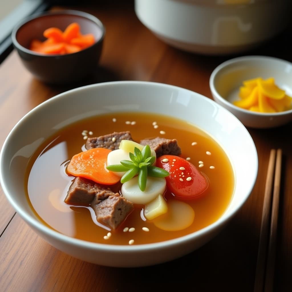 Caldo de Huesos de Res con Verduras Fermentadas: Receta Coreana en Olla Lenta
