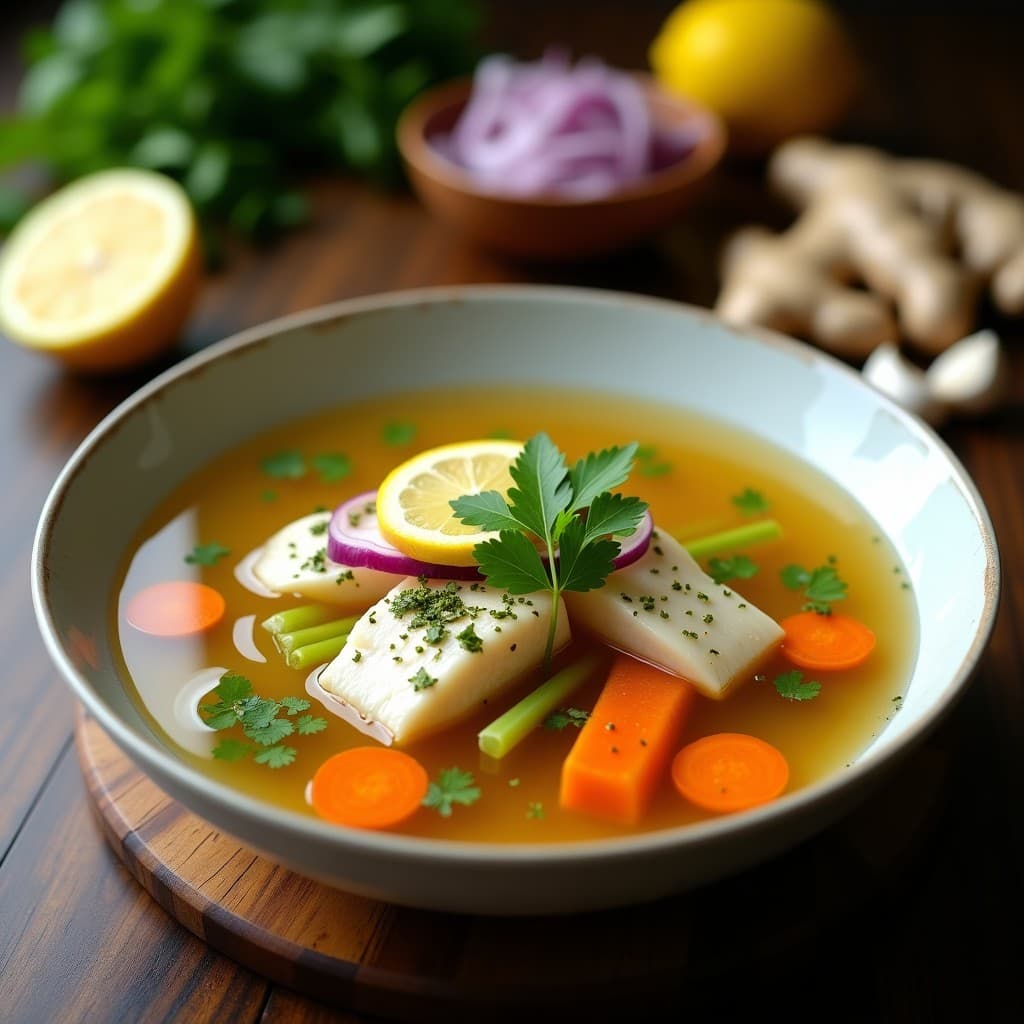 Caldo de Pescado con Jengibre y Limón: Receta Tailandesa Detox en Olla Rápida