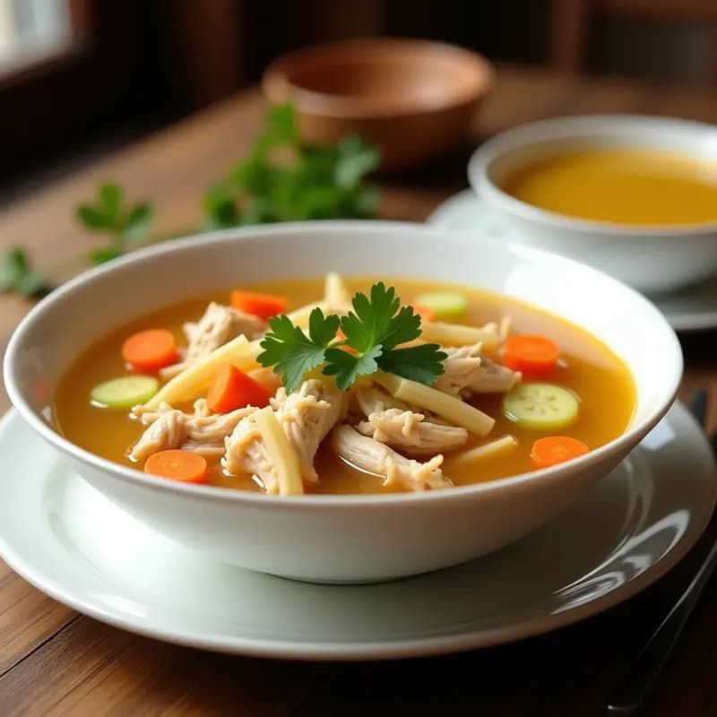 Caldo de Pollo con Fideos Finos: Receta Casera para Aliviar el Resfriado