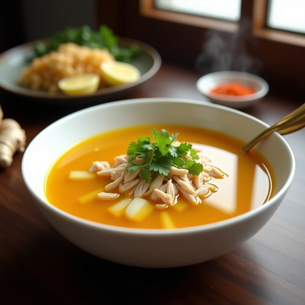 Caldo de Pollo con Jengibre y Cúrcuma: Receta Coreana Reconfortante en Olla Express