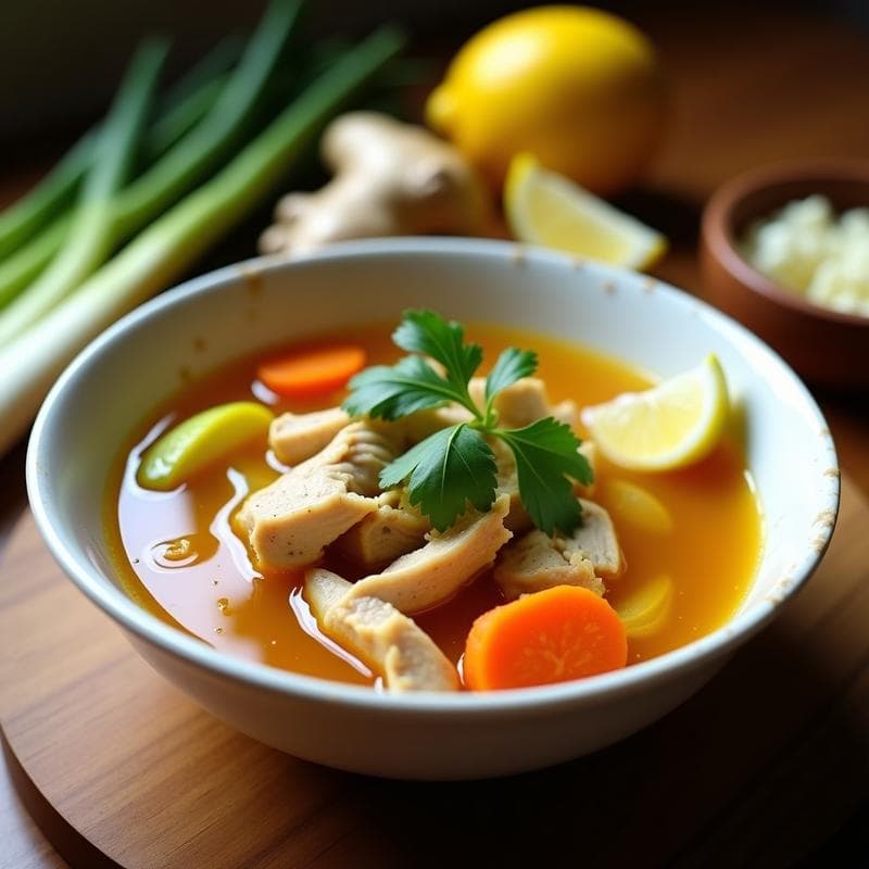 Caldo de Pollo con Jengibre y Limoncillo: Receta Peruana en Olla Exprés Antiinflamatoria