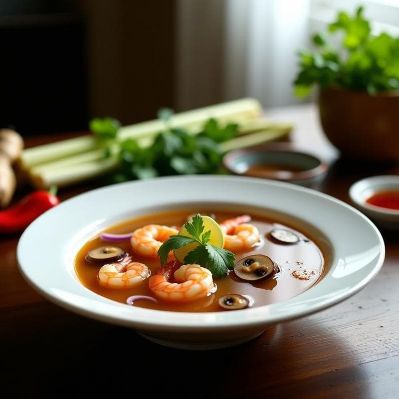Caldo Tailandés de Camarón y Limón: Receta en Olla Exprés con Jengibre y Cilantro