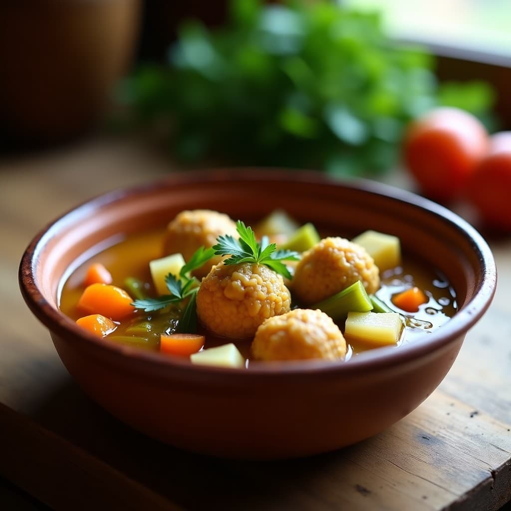 Caldo Talo con Albóndigas de Garbanzos: Receta Canaria Vegana y Reconfortante
