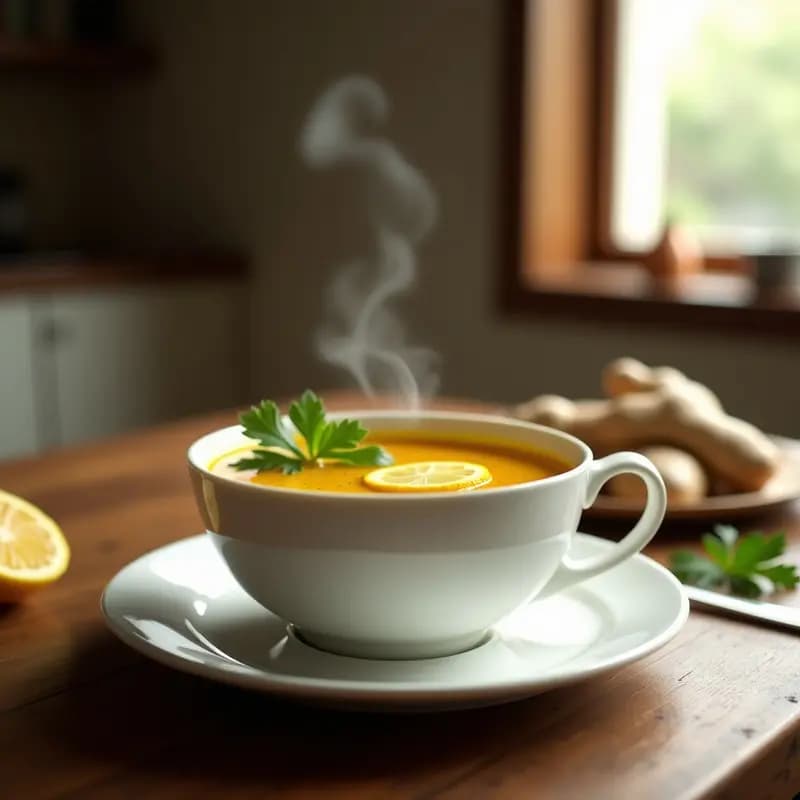 Caldo Tibio de Jengibre y Cúrcuma: Receta Reconfortante para Fortalecer el Sistema Inmunológico