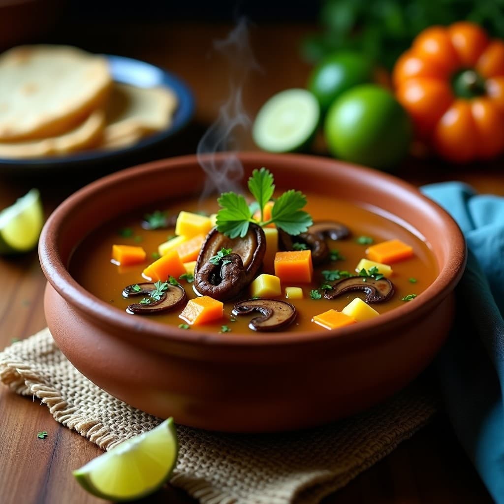 Caldo Tlalcualique de Hongos Silvestres: Receta Mexicana Vegana en Olla Lenta