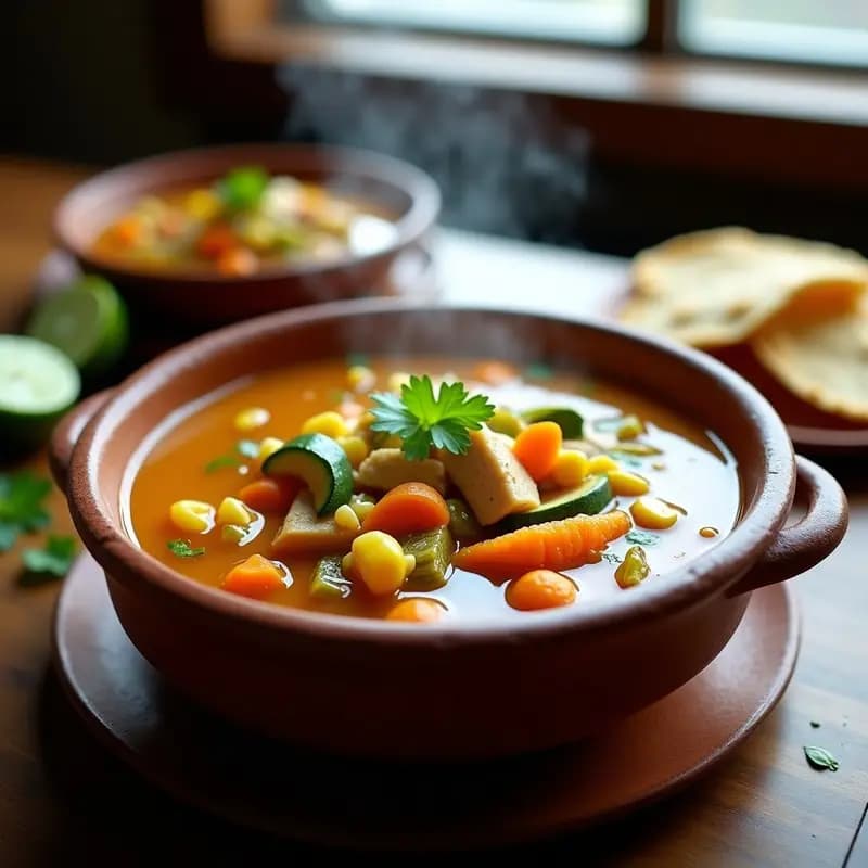 Caldo Tlalnepantla con Flores de Calabaza y Elixir de Maíz Azul: Receta Mexicana Reconfortante en Olla Exprés