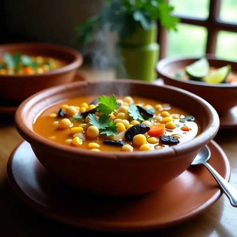 Caldo TLalpeño con Huitlacoche y Elote: Receta Mexicana Vegana Reconfortante