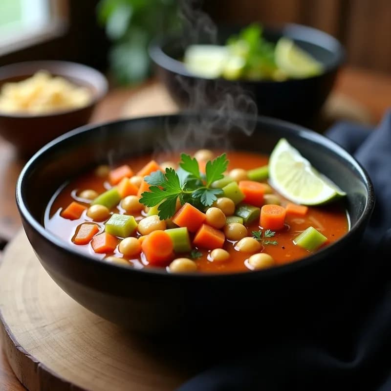 Caldo Tlalpeno Vegano: Receta en Airfryer con Chipotle y Garbanzos