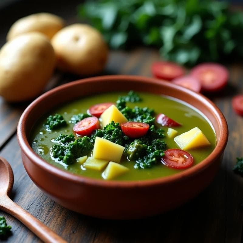 Caldo Verde Portugués con Kale y Chorizo Vegano: Receta en Thermomix Reconfortante