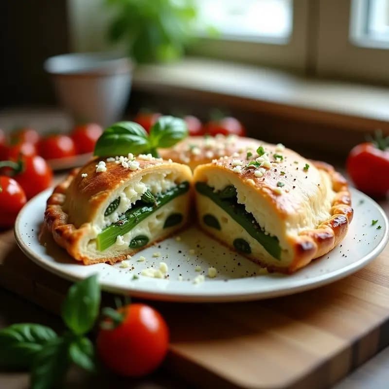 Calzone de Espárragos y Ricotta con Masa Integral: Receta Italiana Vegetariana en Horno