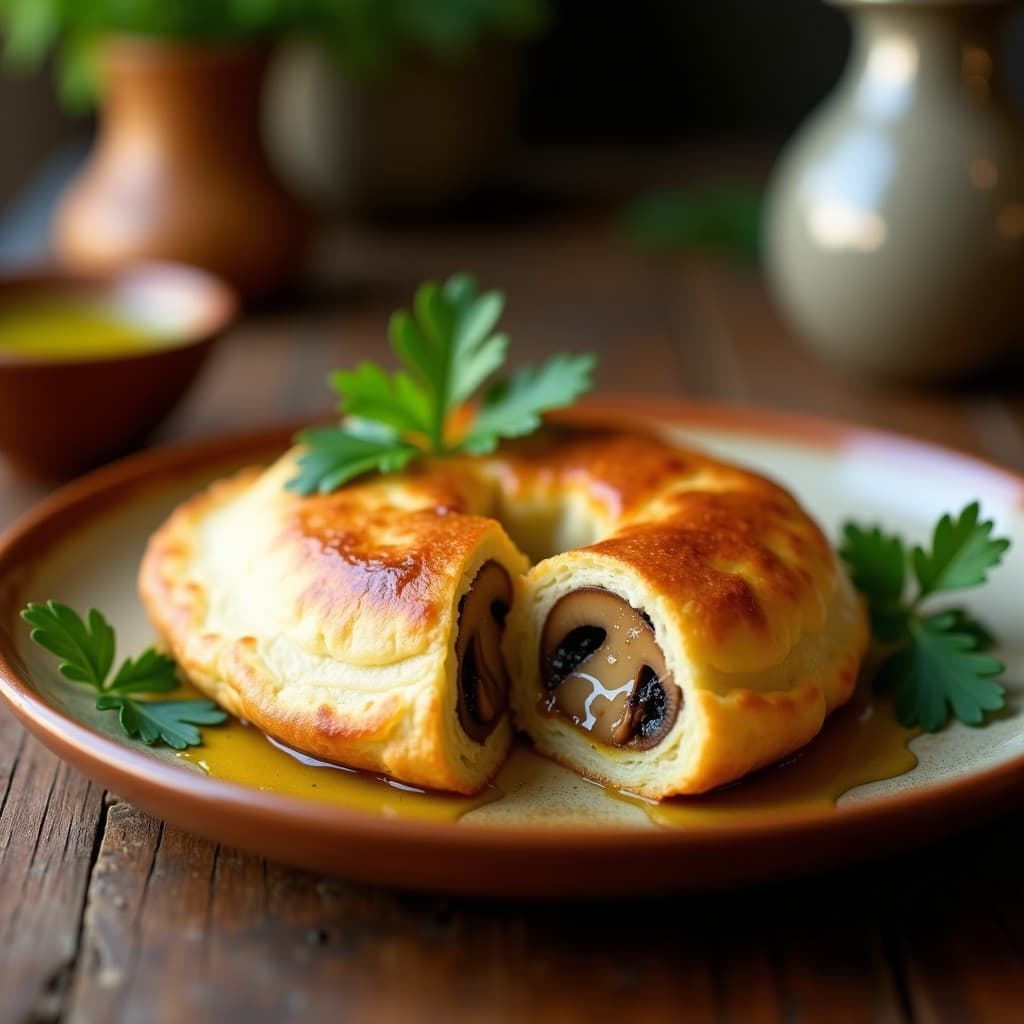 Calzone de Masarepa Rellena de Queso de Hevea y Champiñones: Receta Colombiana Vegana