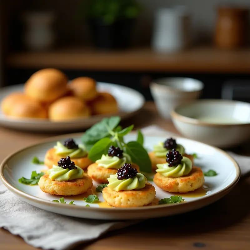 Canapelés de Pan de Molde Integral con Aguacate y Caviar de Berenjena: Aperitivo Español Keto y Sin Cocinar