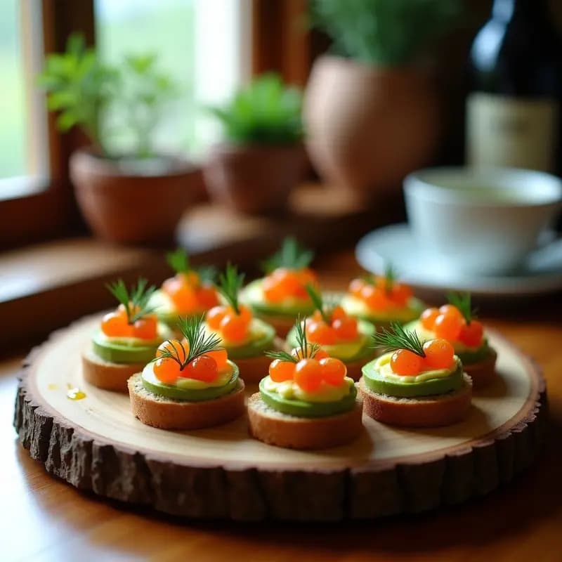 Canapés de Aguacate y Huevas de Trucha: Aperitivo Escandinavo Alto en Omega-3