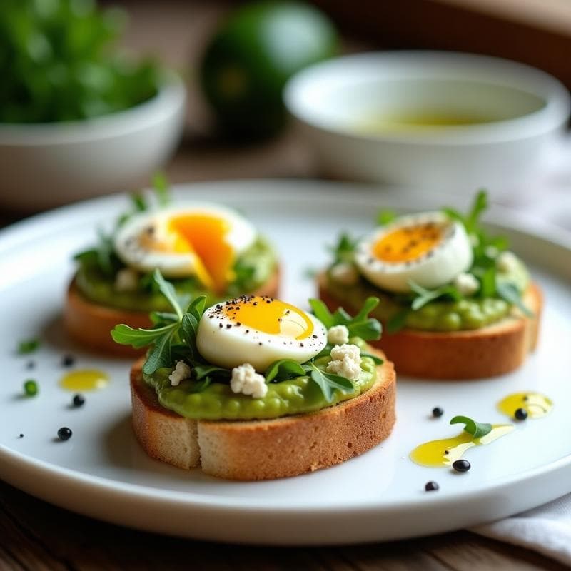 Canapés de Aguacate y Huevo Poché: Receta Francesa con Toque Moderno